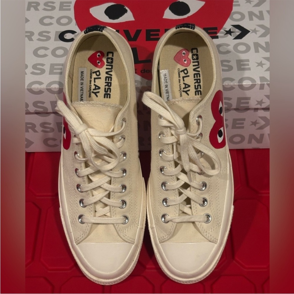 Converse Play White Sneakers with Red Heart